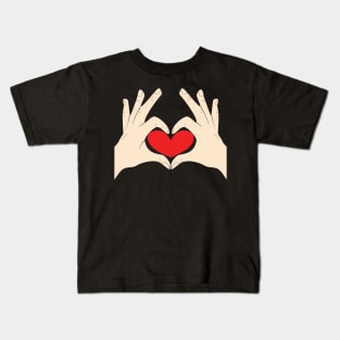 Hands Making Heart Shape Love Sign Language Valentine's Day Kids T-Shirt